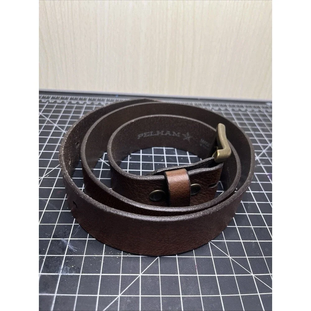Pelham Belt Mens 38 Brown Genuine Leather Top Grain Cowhide Made In USA